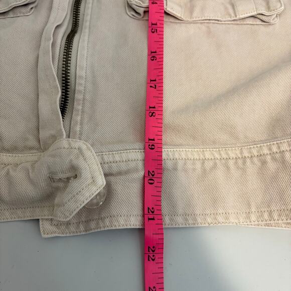 Young Fabulous Broke Crop Jacket Utility Style Pockets Zip Up Beige Casual Small - Picture 6 of 7